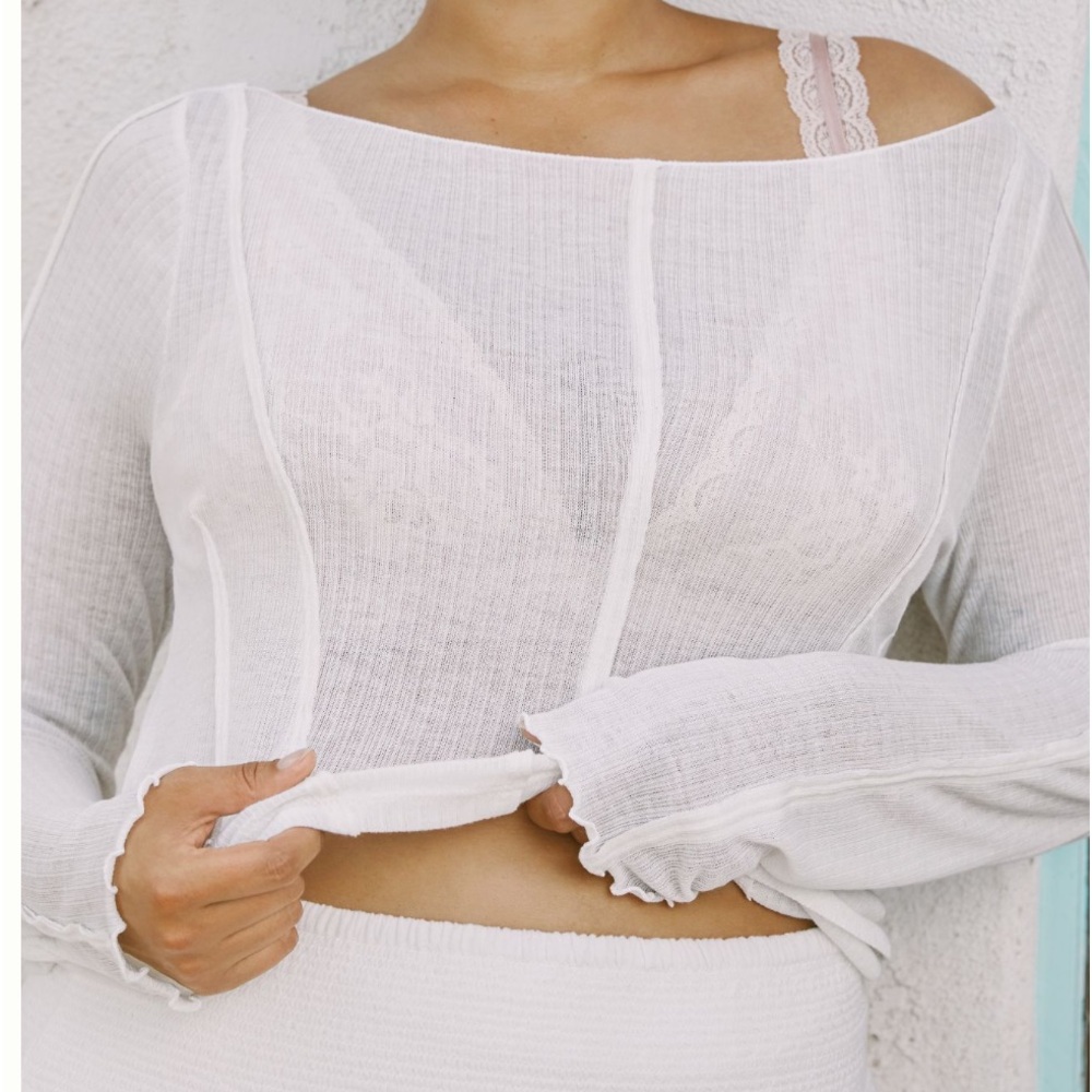 Pilcro Long-Sleeve Sheer Corset Tee - Picture 3 of 8